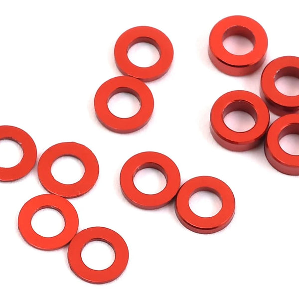 PTK-8373 - PROTEK Aluminium Ball Stud Washer Set (RED) (12) (0.5mm, 1.0mm & 2.0mm)