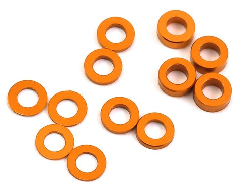 PTK-8375 ProTek RC Aluminum Ball Stud Washer Set (ORANGE) (12) (0.5mm, 1.0mm & 2.0mm)