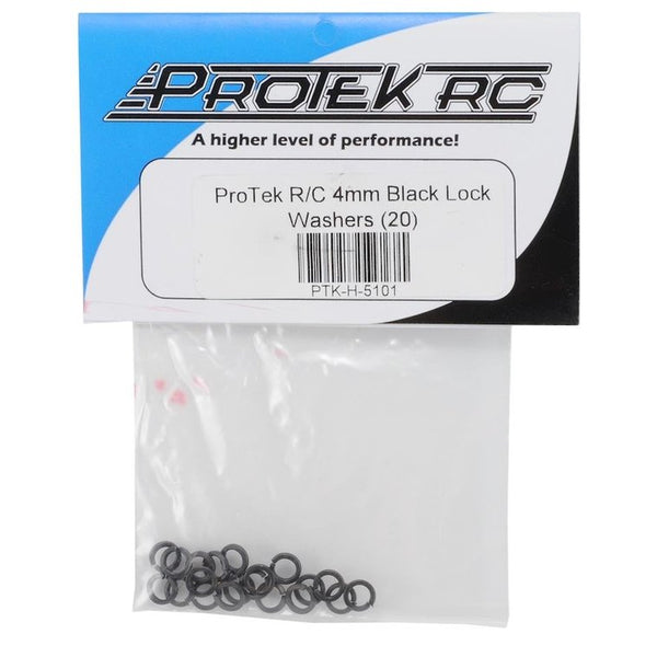 PTK-H-5101 ProTek RC 4mm "High Strength" Black Lock Washers (20)