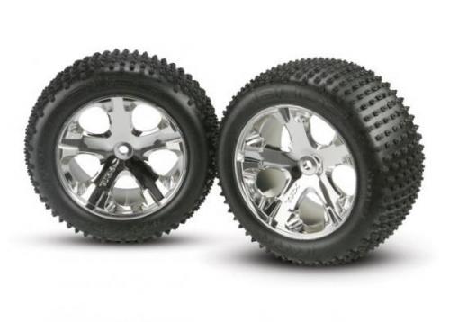 TRX3770 Traxxas Alias Tyres Pre Glued On All Star Chrome Wheels - 12mm Hex Fit
