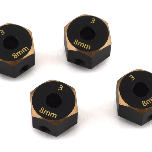 SAMSCX3-4063-8 Samix SCX10 III Brass 12mm Hex Adapter (4) (+8mm Offset)