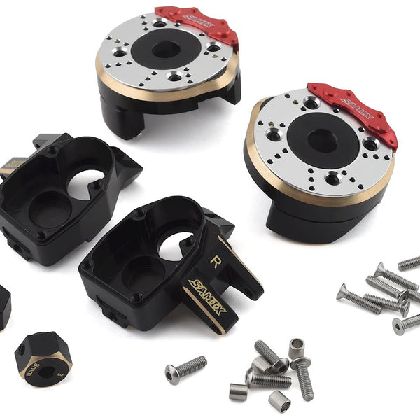 SAMSCX3-4412C4 Samix SCX10 III/Capra Heavy Duty Brass Knuckle Combo w/Portal Cover, Scale Brake Rotor & 8mm Hexes