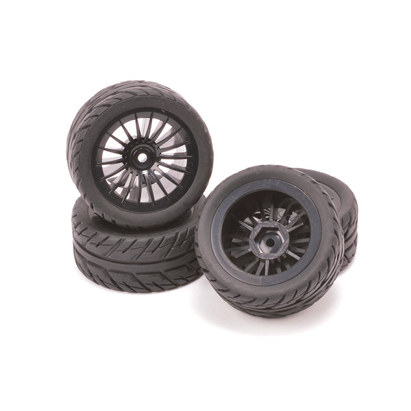 UD1604-005A UDIRC RALLY F - TYRES A X4 (BLACK WHEEL)