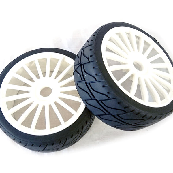 100232X MCR RACING PRE-STUCK MEDIUM STREET TYRE ON 17 SPOKE WHEEL 2PCS