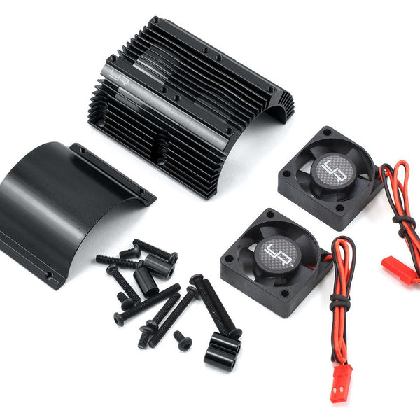 YEA-YA-0261BK Yeah Racing 1/8 Twin Fan Aluminum Heat Sink w/2 Fans (Black) (40.8mm diameter)